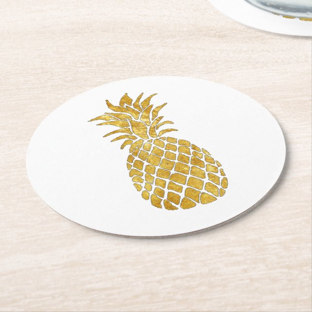 Dessous-de-verre Rond En Papier ananas doré (Incliné)