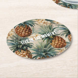 Dessous-de-verre Rond En Papier Ananas tropicaux Floral