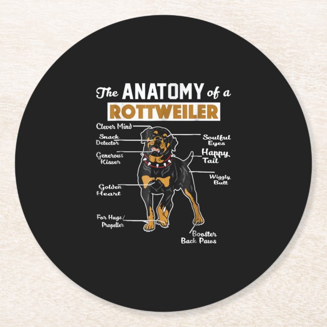 Dessous-de-verre Rond En Papier Anatomie d'un Rottweiler (Devant)