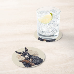 Dessous-de-verre Rond En Papier Âne sage — Set de dessous de verre