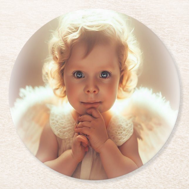 Dessous-de-verre Rond En Papier Anges bébés (Devant)