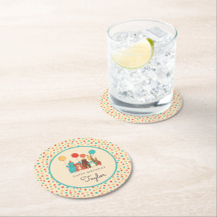 Dessous-de-verre Rond En Papier Animaux de Fête Tigre, Manchot, Hippopotame Annive