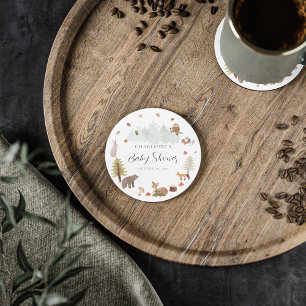 Dessous-de-verre Rond En Papier Animaux de la forêt automne bébé Shower