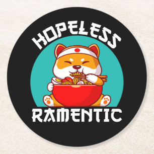 Dessous-de-verre Rond En Papier Anime de chien de corgi ramento sans espoir