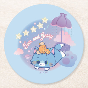 Dessous-de-verre Rond En Papier Anime Tom et Jerry Dreamy Nights