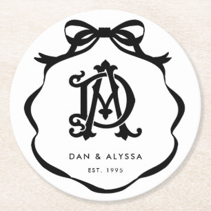 Dessous-de-verre Rond En Papier Anniversaire de la coquette noire et blanche