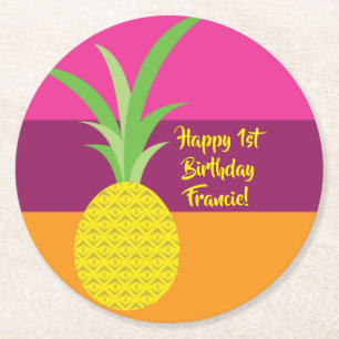 Dessous-de-verre Rond En Papier Anniversaire de l'ananas