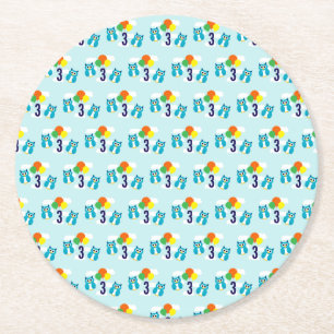 Dessous-de-verre Rond En Papier Anniversaire du hibou