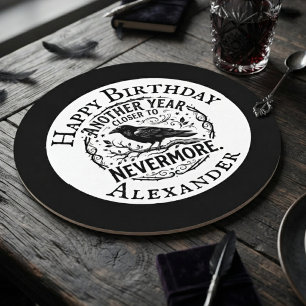 Dessous-de-verre Rond En Papier Anniversaire Gothique Corbeau Noir Nevermore