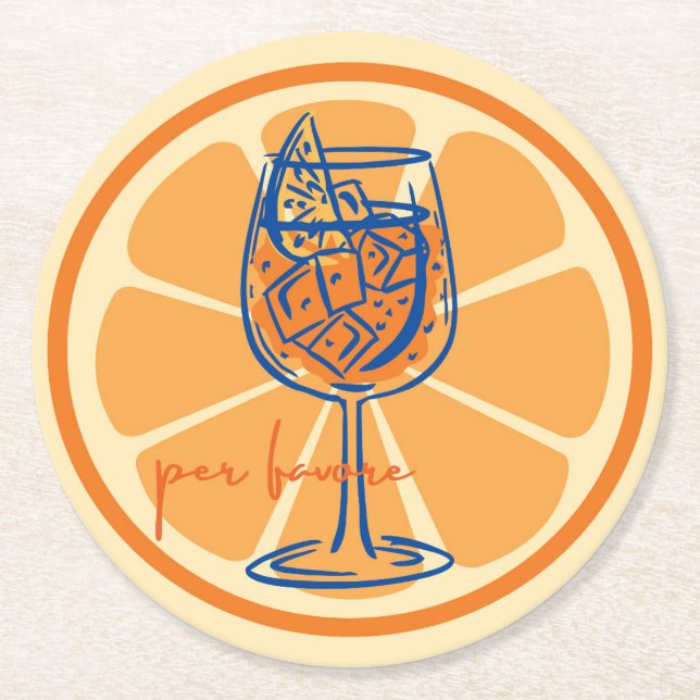 Dessous-de-verre Rond En Papier Aperol S'il Vous Plaît (Devant)
