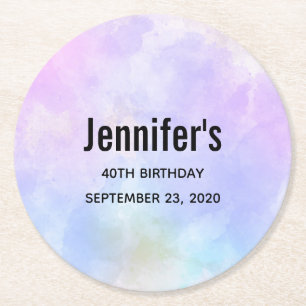 Dessous-de-verre Rond En Papier Aquarelle Abstraite bleu violet élégant