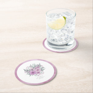 Dessous-de-verre Rond En Papier Aquarelle Bouquet Mariage Lilac ID654