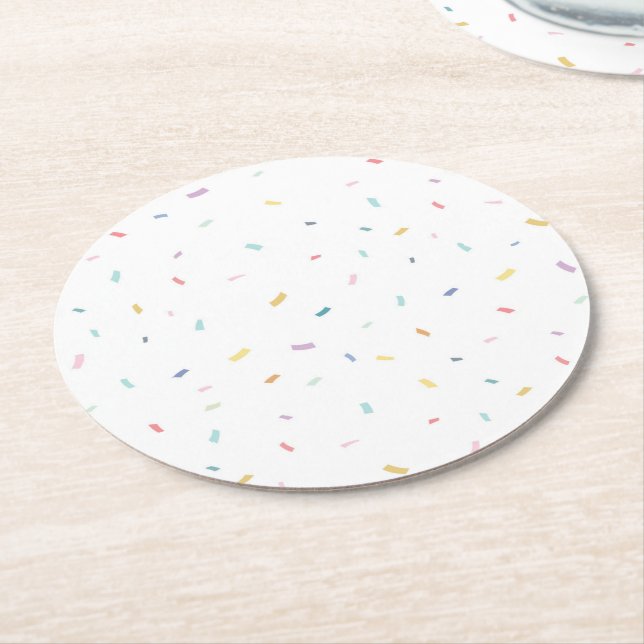 Dessous-de-verre Rond En Papier Aquarelle douce Motif Confetti (Incliné)