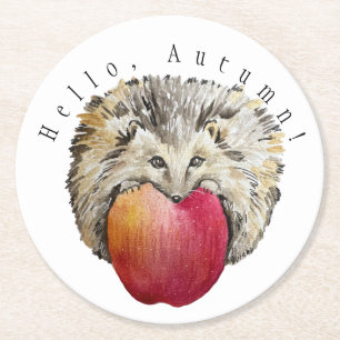 Dessous-de-verre Rond En Papier Aquarelle joli hérisson et dessous de verre de pie