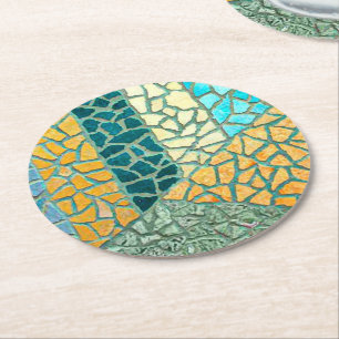 Dessous-de-verre Rond En Papier Aquarelle Peinture Pierre Mosaïque + vos idées