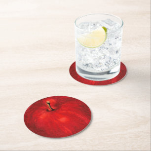 Dessous-de-verre Rond En Papier Aquarelle 'Red Delicious'