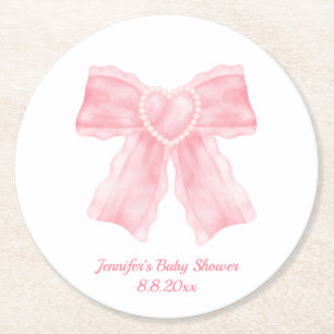 Dessous-de-verre Rond En Papier aquarelle rose arc fille baby shower simple mignon