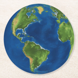 Dessous-de-verre Rond En Papier Aquarelle Terre géographie drôle illusion 3D