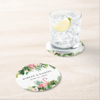 Aquarelle Tropical Floral Flamant rose Mariage