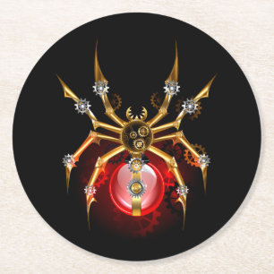 Dessous-de-verre Rond En Papier Araignée en vapeur noire