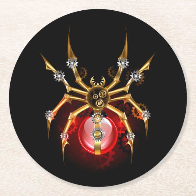 Dessous-de-verre Rond En Papier Araignée en vapeur noire (Devant)