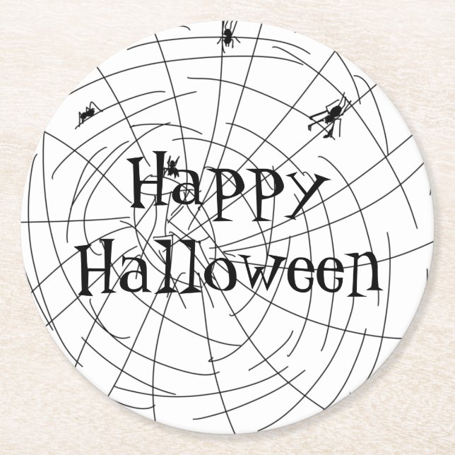 Dessous-de-verre Rond En Papier Araignée Web Main dessinée Conception abstraite (Devant)