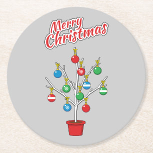 Dessous-de-verre Rond En Papier Arbre à branches nues de Noël - Joyeux Noël