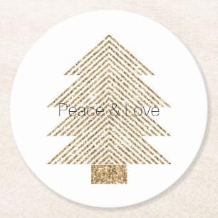 Dessous-de-verre Rond En Papier Arbre de Noël Gold Glitzy Parties scintillant     