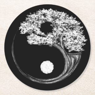 Dessous-de-verre Rond En Papier Arbre Yin Yang
