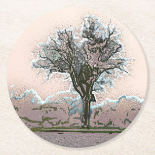 DESSOUS-DE-VERRE ROND EN PAPIER ARBRES