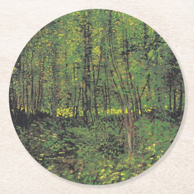 Dessous-de-verre Rond En Papier Arbres et sous-bois par Van Gogh (Devant)