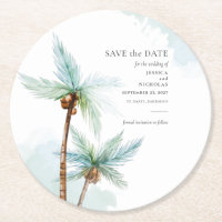 Arbres tropicaux Aquarelle Mariage Enregistrer la