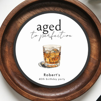 Dessous-de-verre Rond En Papier Arche de fête d'anniversaire au whisky vieilli à l