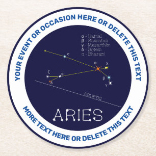 Dessous-de-verre Rond En Papier Aries de Zodiac Constellation