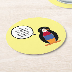 Dessous-de-verre Rond En Papier Armenie Ms Penguin personnalisé parle 