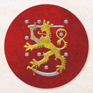 Dessous-de-verre Rond En Papier Armoiries de Finlande