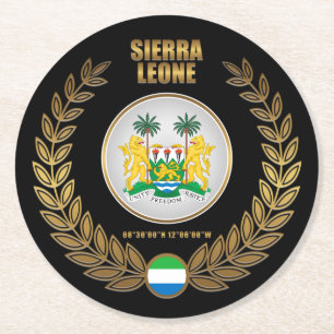 Dessous-de-verre Rond En Papier Armoiries de la Sierra Leone