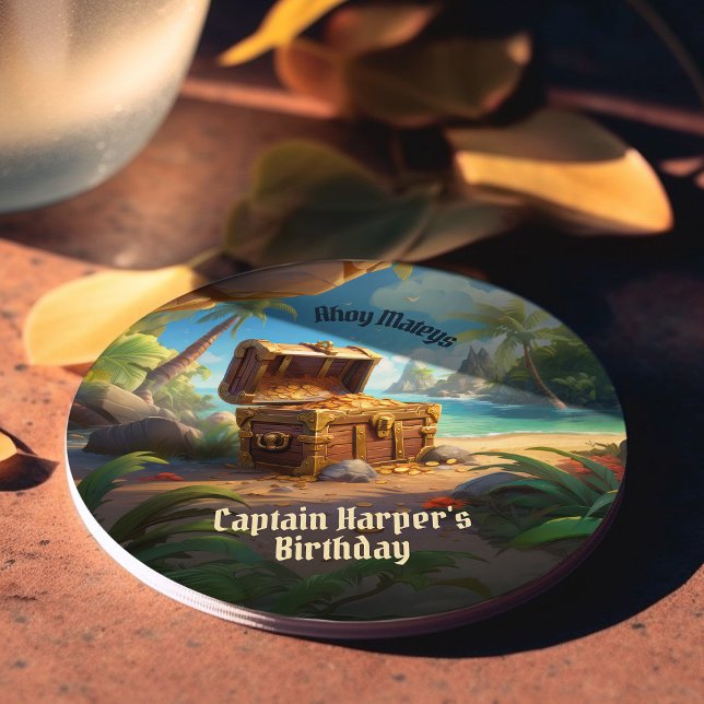 Dessous-de-verre Rond En Papier Arr-some Pirate Island Ship Anniversaire (Créateur téléchargé)