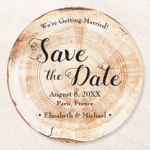 Dessous-de-verre Rond En Papier Arrière - plan d'anneau d'écorce d'arbre Mariage r