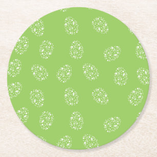 Dessous-de-verre Rond En Papier Arrière - plan vert avec oeufs d'ornement