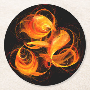Dessous-de-verre Rond En Papier Art Abstrait Fireball