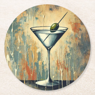 Dessous-de-verre Rond En Papier Art de martini en techniques mixtes du milieu du s