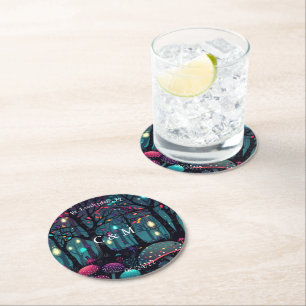Dessous-de-verre Rond En Papier Art Imaginaire Floral Spray