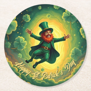Dessous-de-verre Rond En Papier Art magique de la Saint-Patrick par un lutin