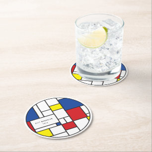 Dessous-de-verre Rond En Papier Art Moderne Géométrique Minimaliste De Stijl Mondr