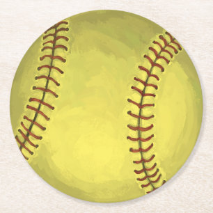 Dessous-de-verre Rond En Papier Art Softball Peint