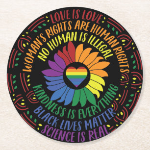 Dessous-de-verre Rond En Papier Art Word de la justice sociale