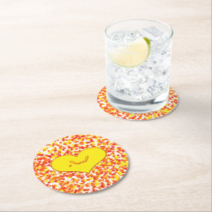 Dessous-de-verre Rond En Papier ASL-I Love You with Heart par Shirley Taylor