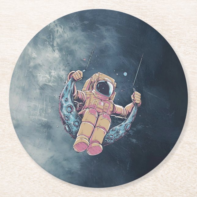 Dessous-de-verre Rond En Papier Astronaute (Devant)