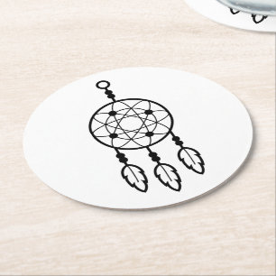 Dessous-de-verre Rond En Papier Attrape-rêves Boho, Mariage Tribal Amérindien